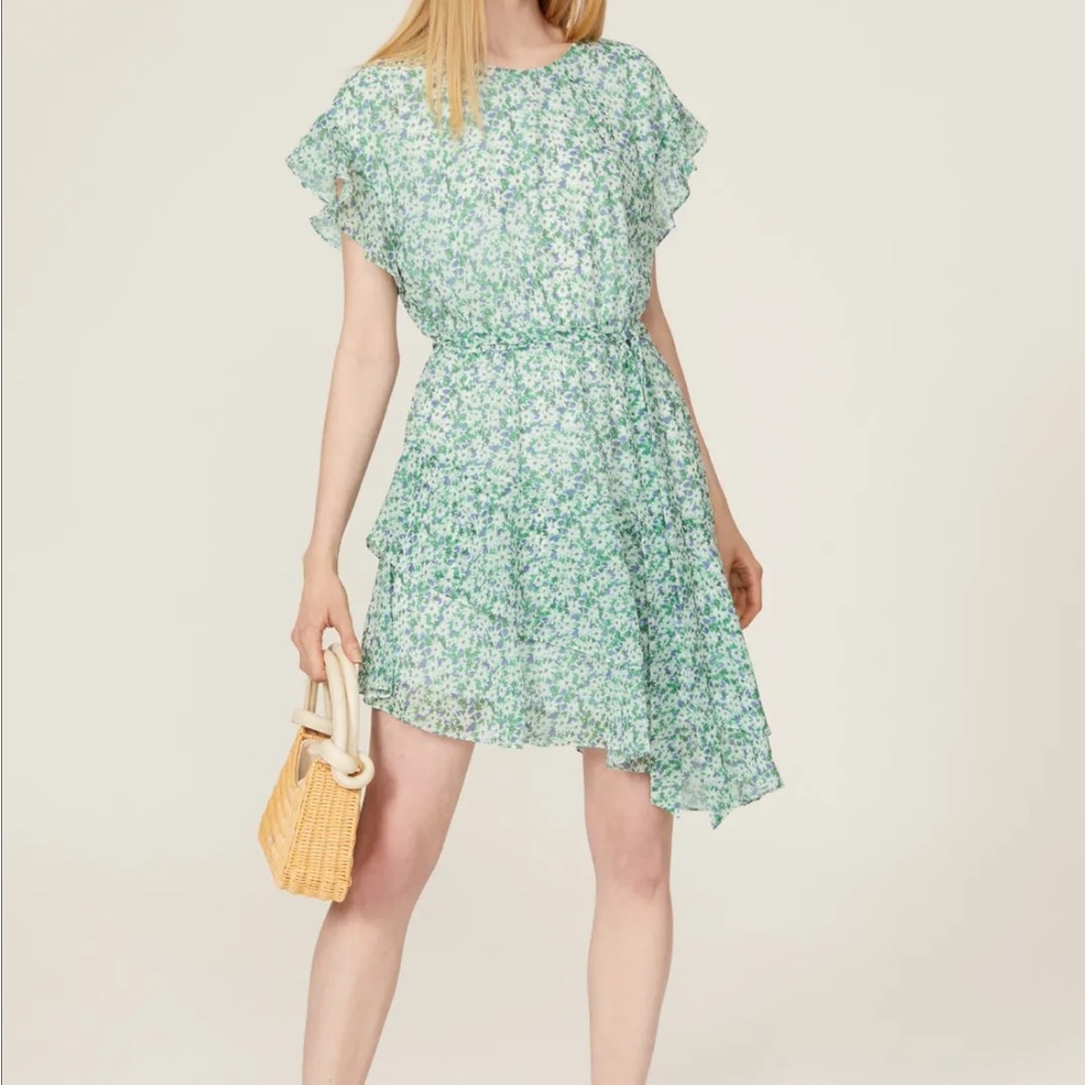 Slate & Willow Blue Floral Ruffle Dress
